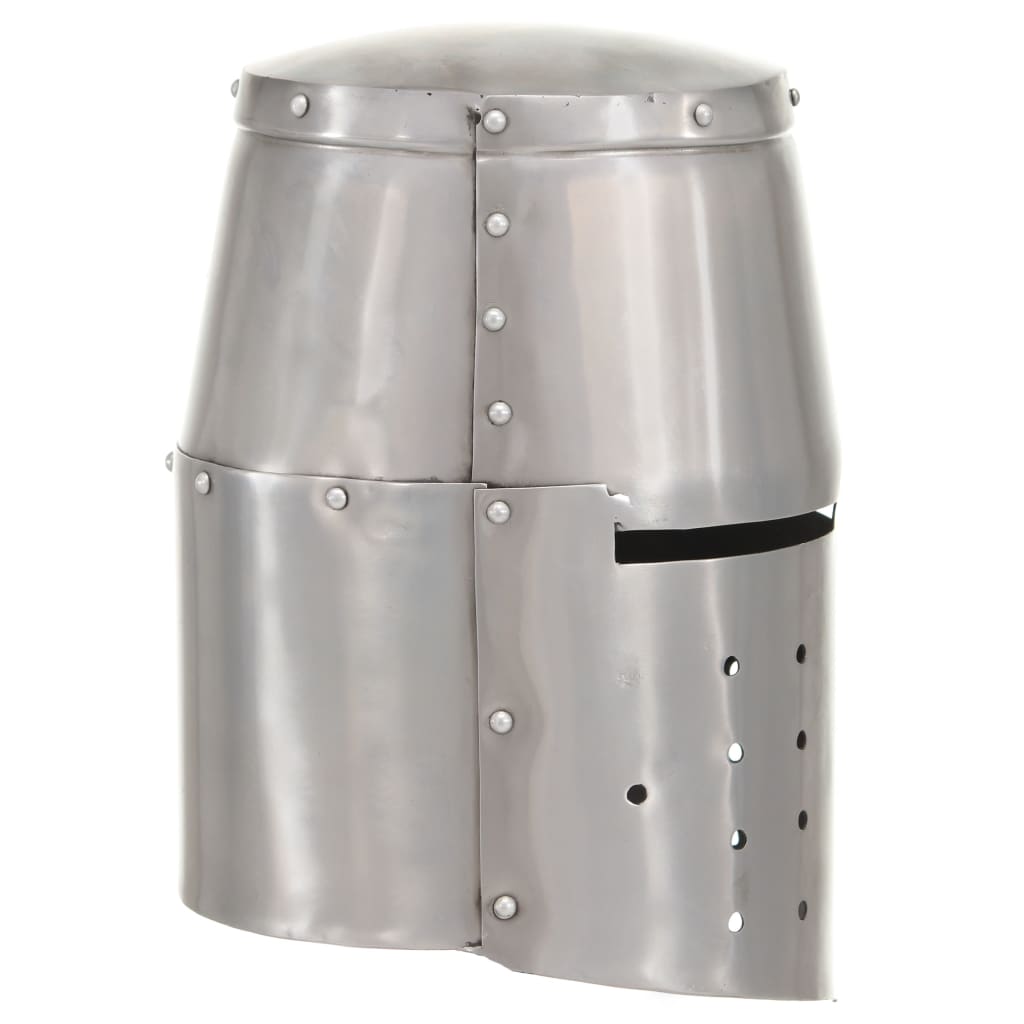 vidaXL Mittelalterlicher Ritterhelm Antik Replik LARP Silbern Stahl