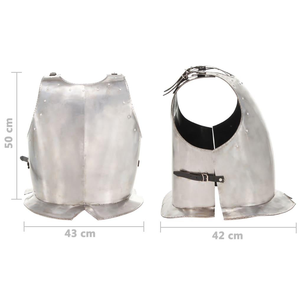 vidaXL Mittelalterliche Ritter-Brustpanzer Kürass LARP Replik Silbern Stahl
