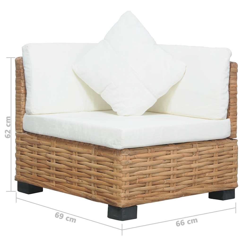 vidaXL Ecksofa mit Kissen Natürliches Rattan