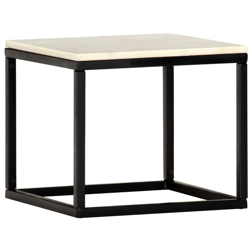 vidaXL Couchtisch Weiß 40×40×35 cm Echtstein in Marmoroptik