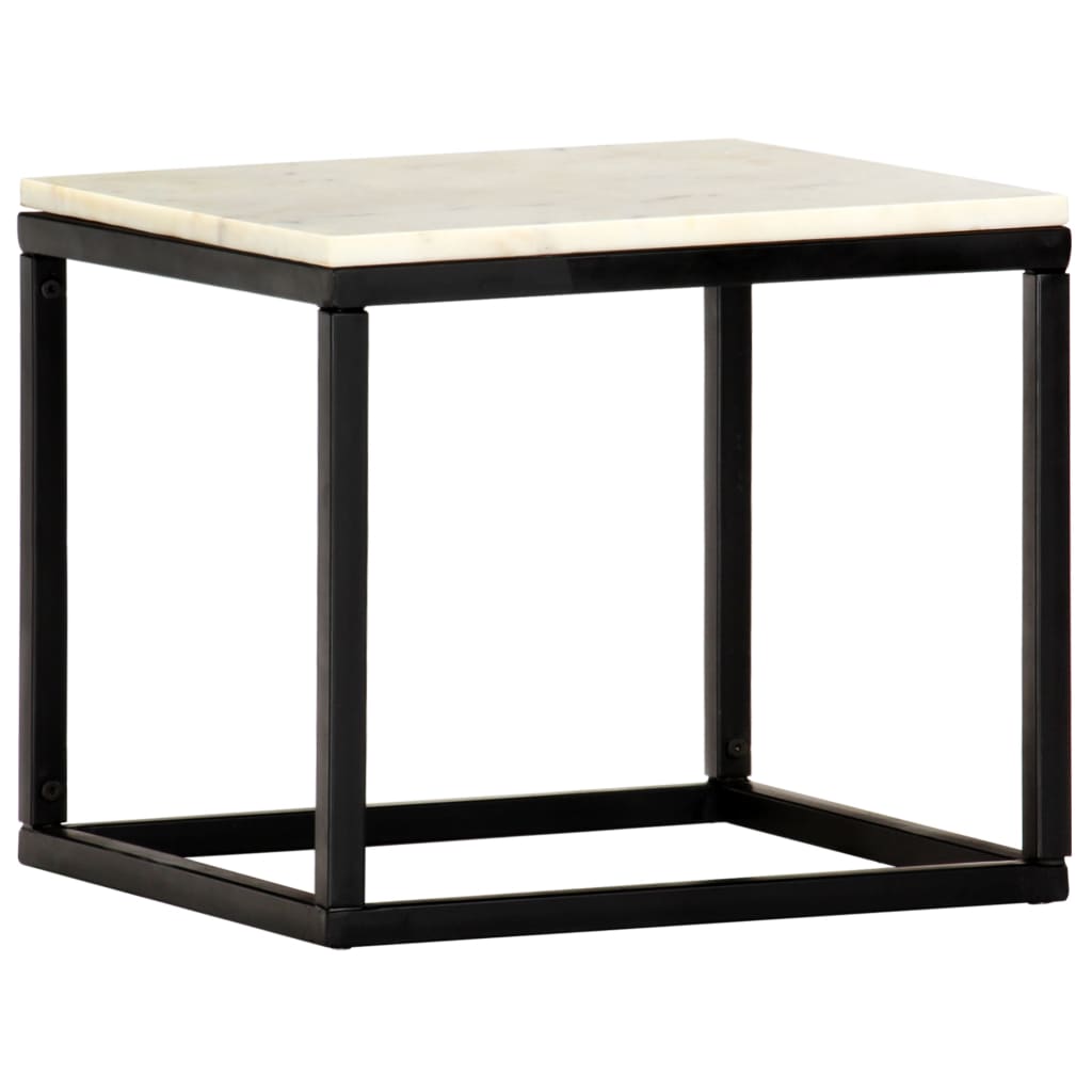vidaXL Couchtisch Weiß 40×40×35 cm Echtstein in Marmoroptik