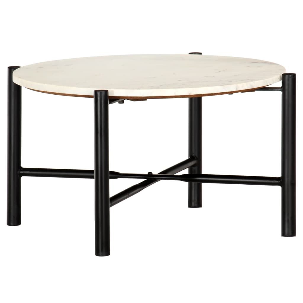 vidaXL Couchtisch Weiß 60×60×35 cm Echtstein in Marmoroptik