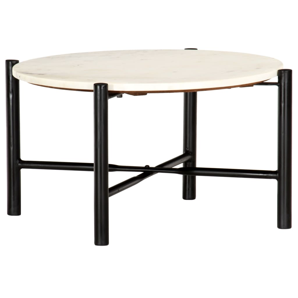 vidaXL Couchtisch Weiß 60×60×35 cm Echtstein in Marmoroptik