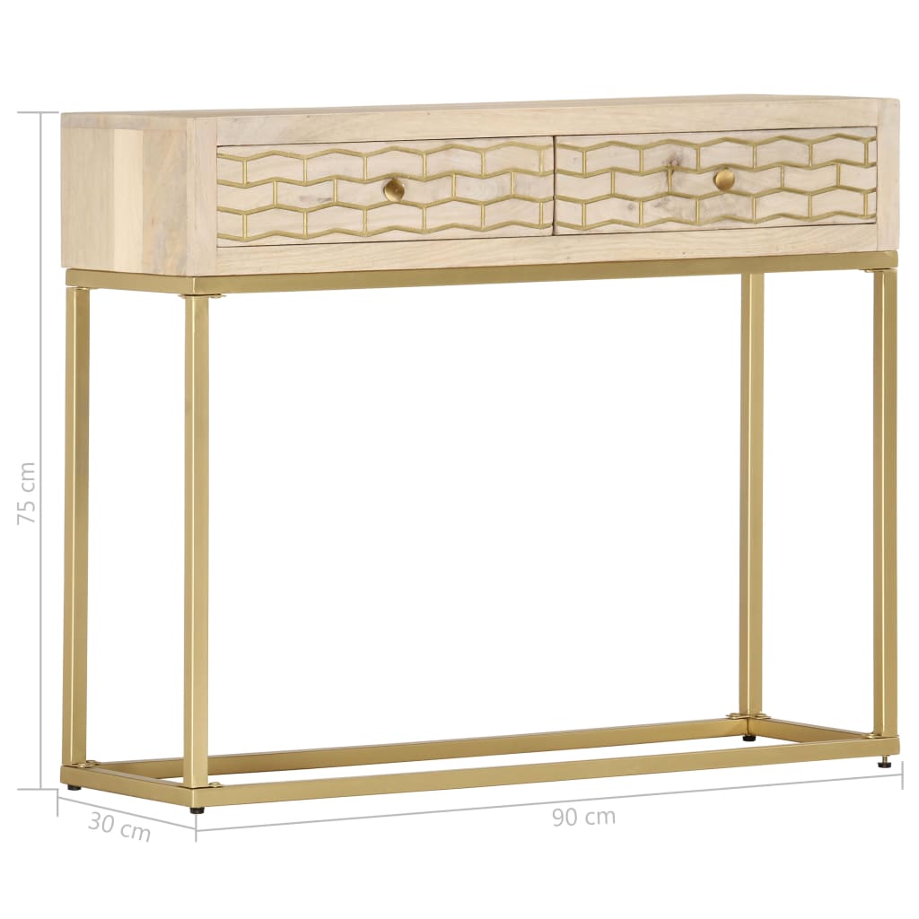 vidaXL Konsolentisch Golden 90 × 30 × 75 cm Massivholz Mango