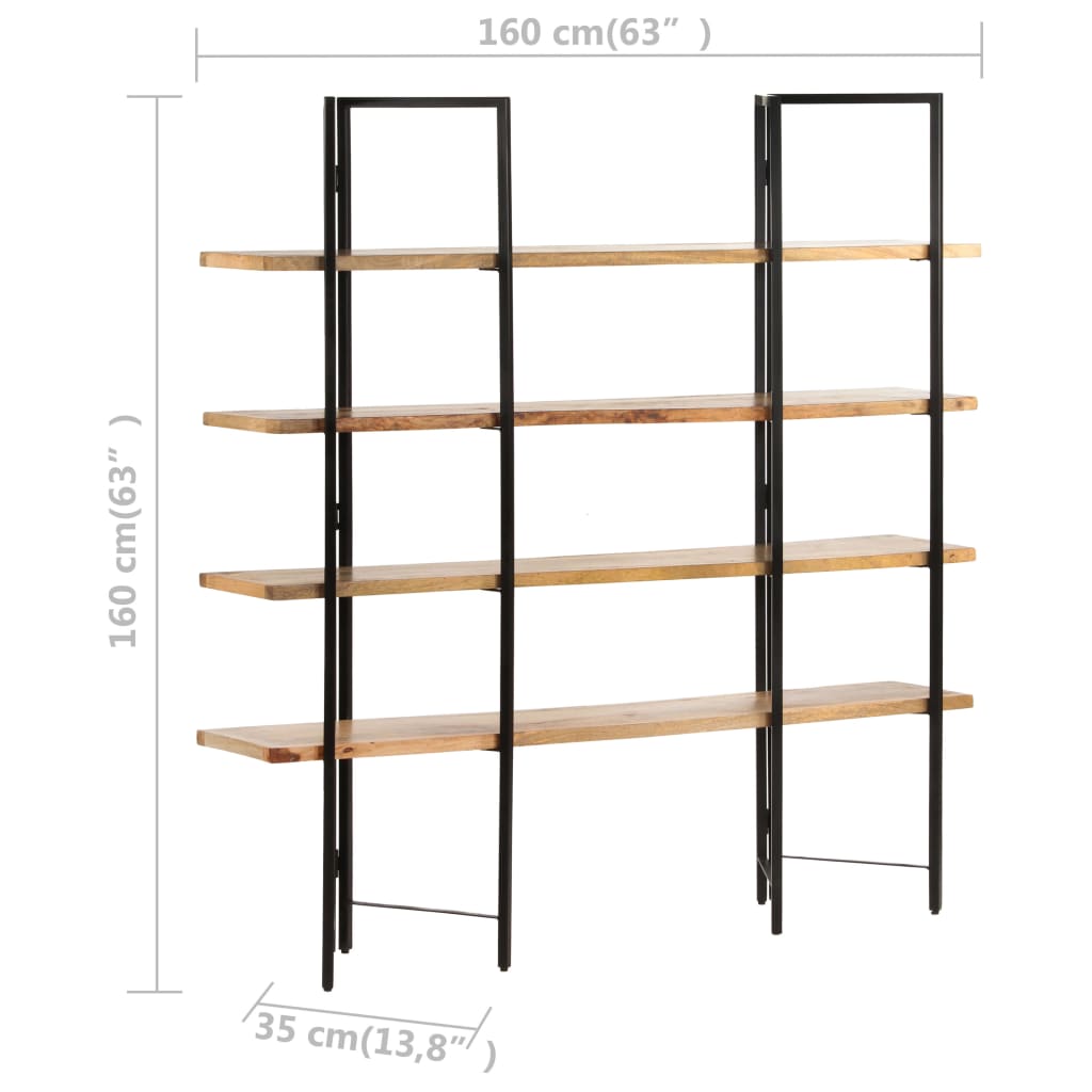 vidaXL Bücherregal mit 4 Regalböden 160x35x160 cm Mango Massivholz