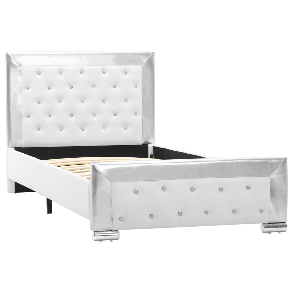 vidaXL Bettgestell Weiß Kunstleder 90 x 200 cm