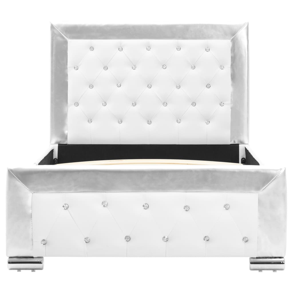 vidaXL Bettgestell Weiß Kunstleder 90 x 200 cm