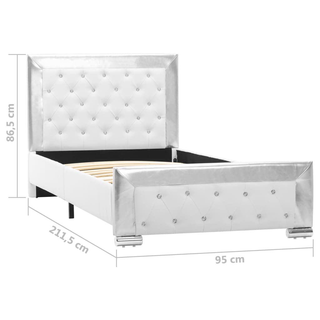 vidaXL Bettgestell Weiß Kunstleder 90 x 200 cm