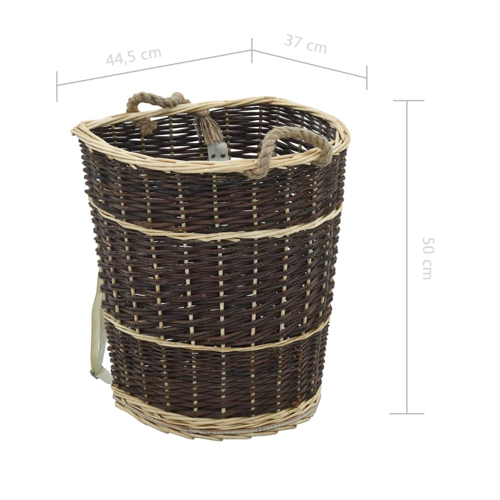vidaXL Holzkorb mit Trageriemen 44,5×37×50 cm Natur Weide