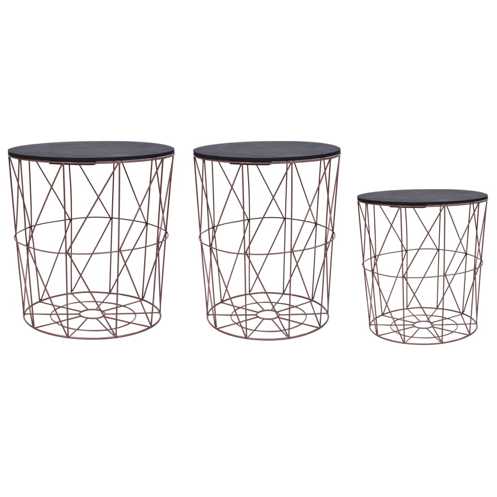 vidaXL Couchtische 3 Stk. Kupferfarben