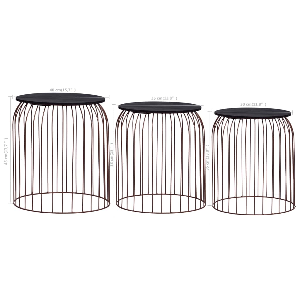 vidaXL Couchtische 3 Stk. Kupferfarben