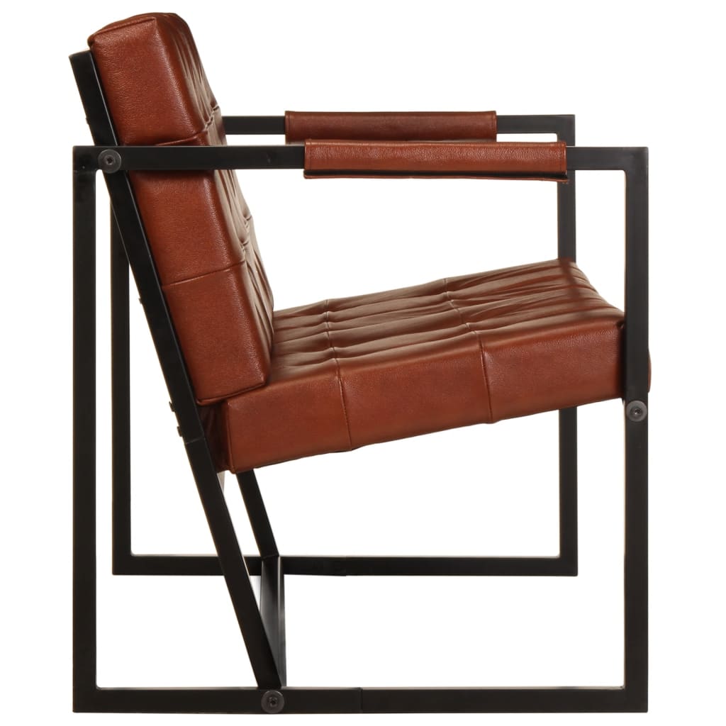 vidaXL 2-Sitzer-Sofa Braun Echtes Ziegenleder