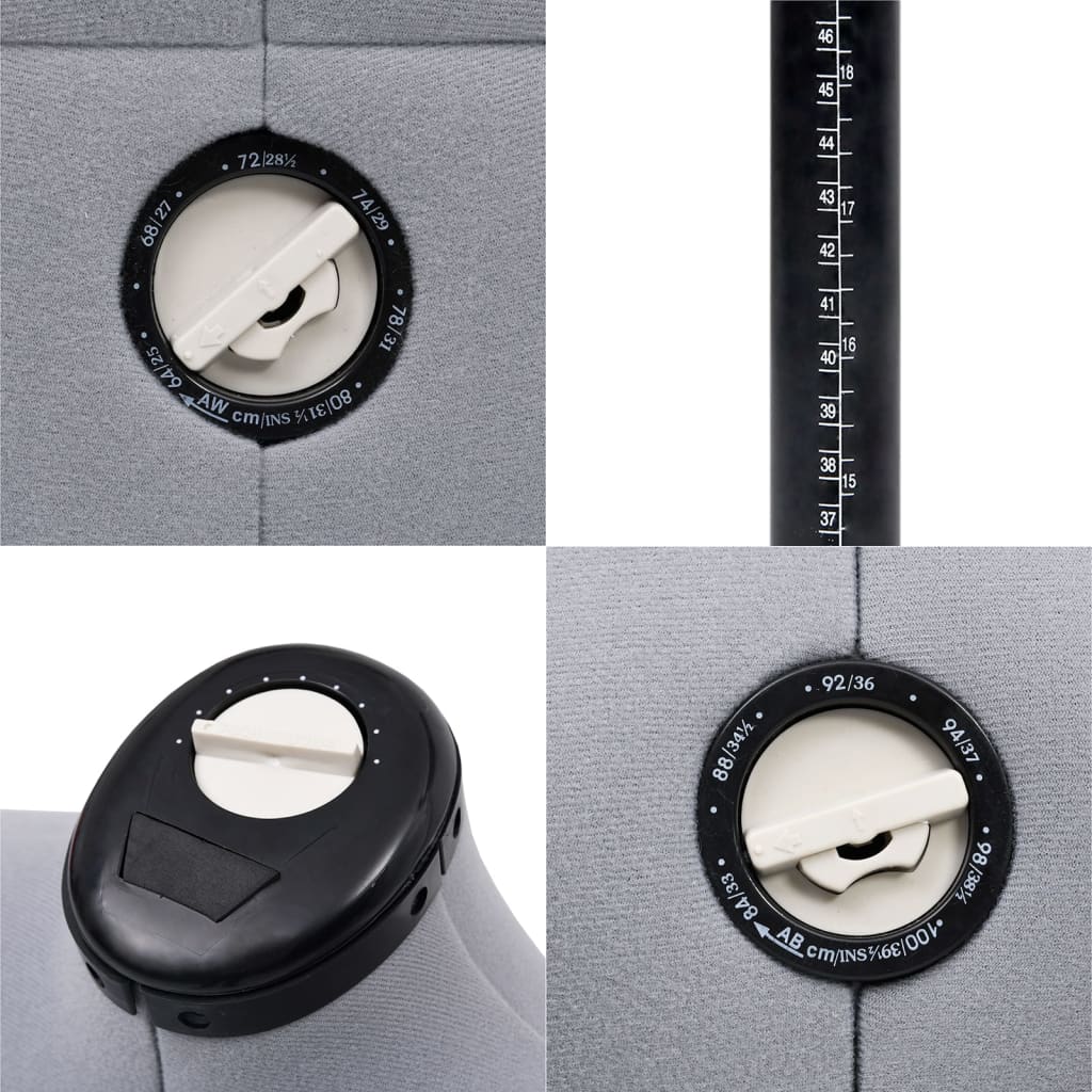 vidaXL Schneiderpuppe Verstellbar Weiblich Grau S Größe 33-40