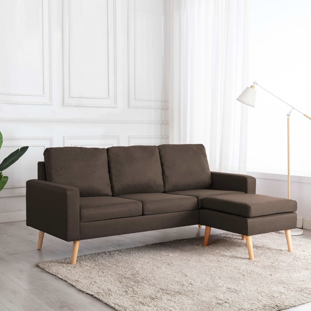 vidaXL 3-Sitzer-Sofa mit Hocker Hellgrau Stoff