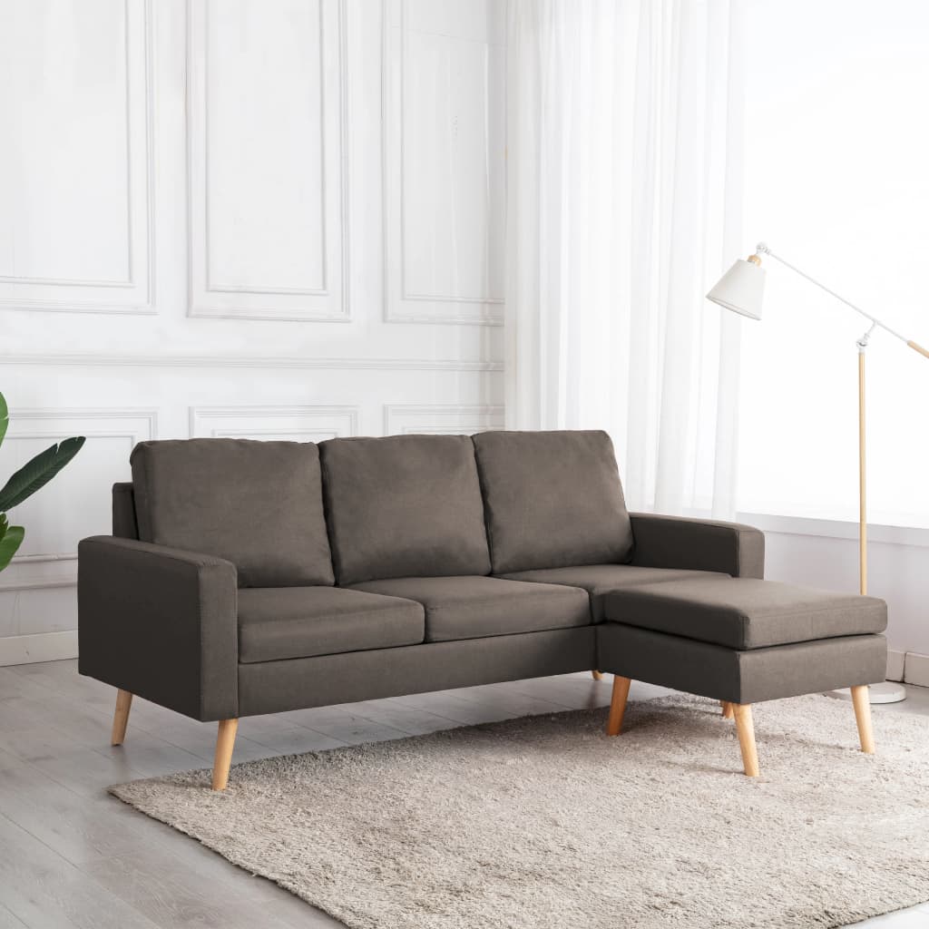 vidaXL 3-Sitzer-Sofa mit Hocker Hellgrau Stoff