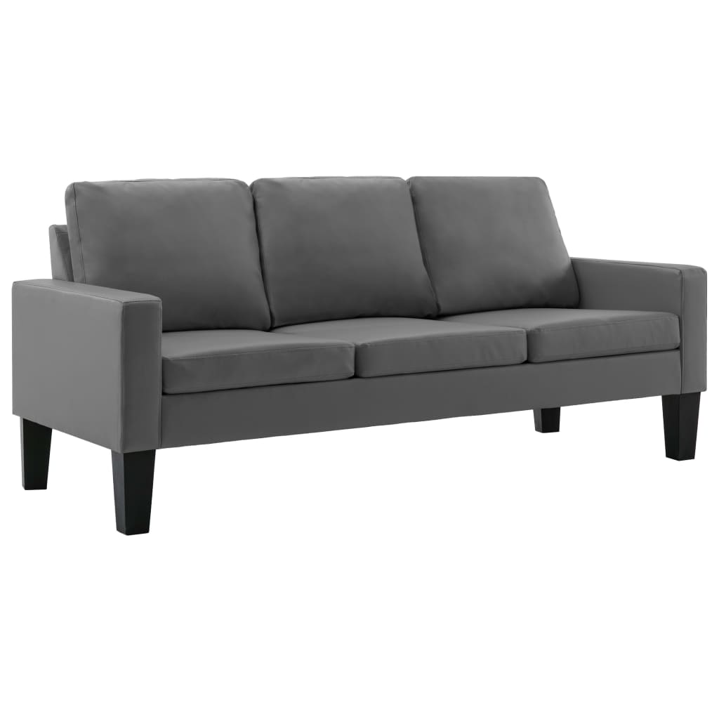 vidaXL 3-Sitzer-Sofa Grau Kunstleder