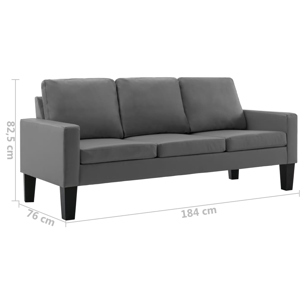 vidaXL 3-Sitzer-Sofa Grau Kunstleder
