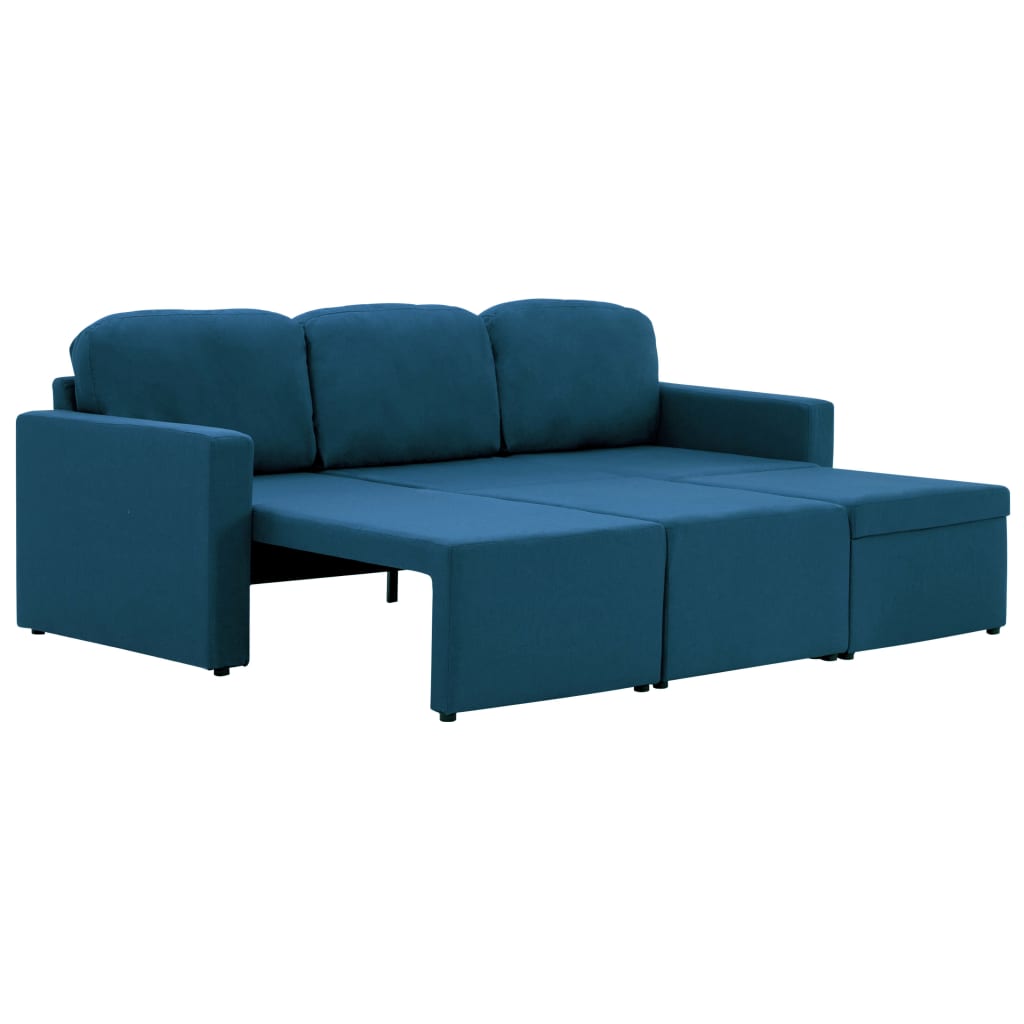 vidaXL Modulares 3-Sitzer-Schlafsofa Blau Stoff