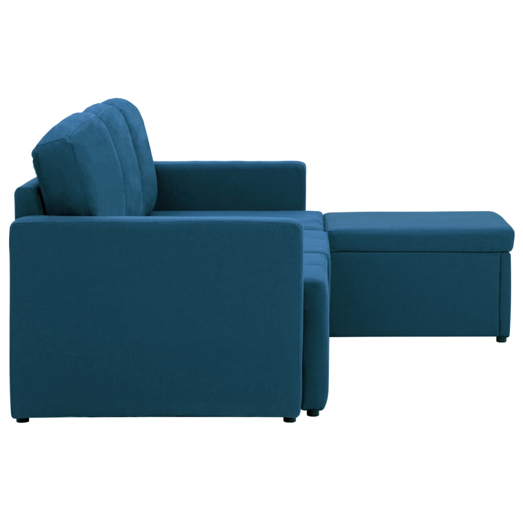 vidaXL Modulares 3-Sitzer-Schlafsofa Blau Stoff