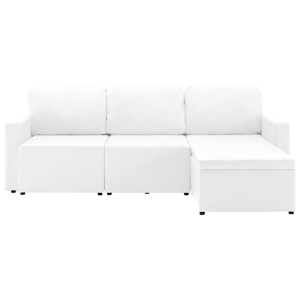 vidaXL 3-Sitzer Schlafsofa Modular Weiß Kunstleder