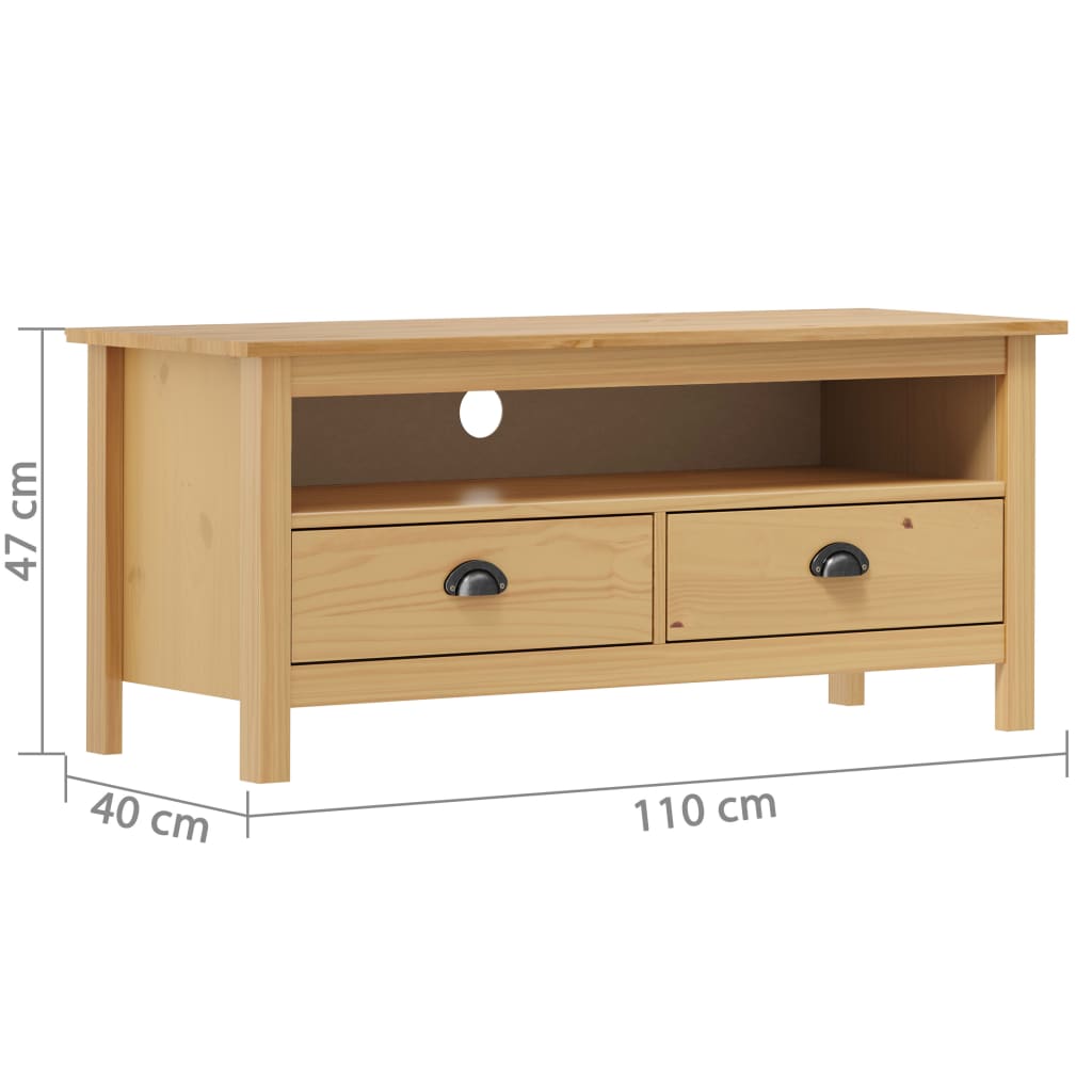 vidaXL TV-Schrank Hill Honigbraun 110x40x47 cm Massivholz Kiefer