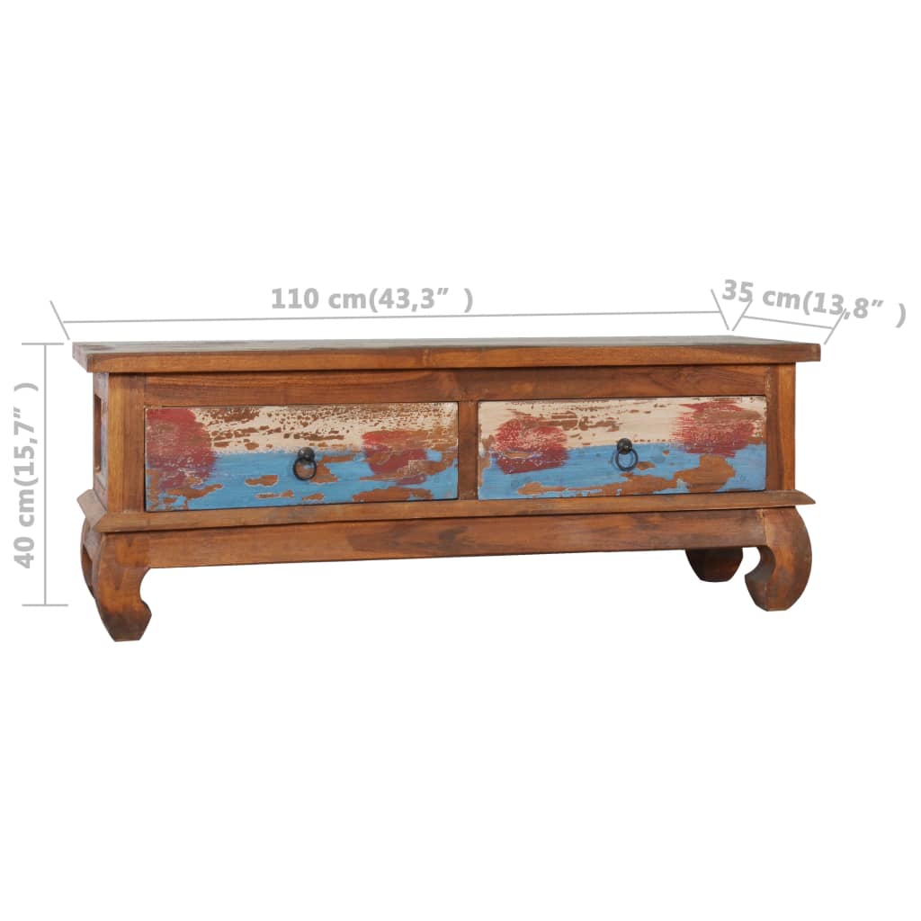vidaXL TV-Schrank 110x35x40 cm Teak Altholz