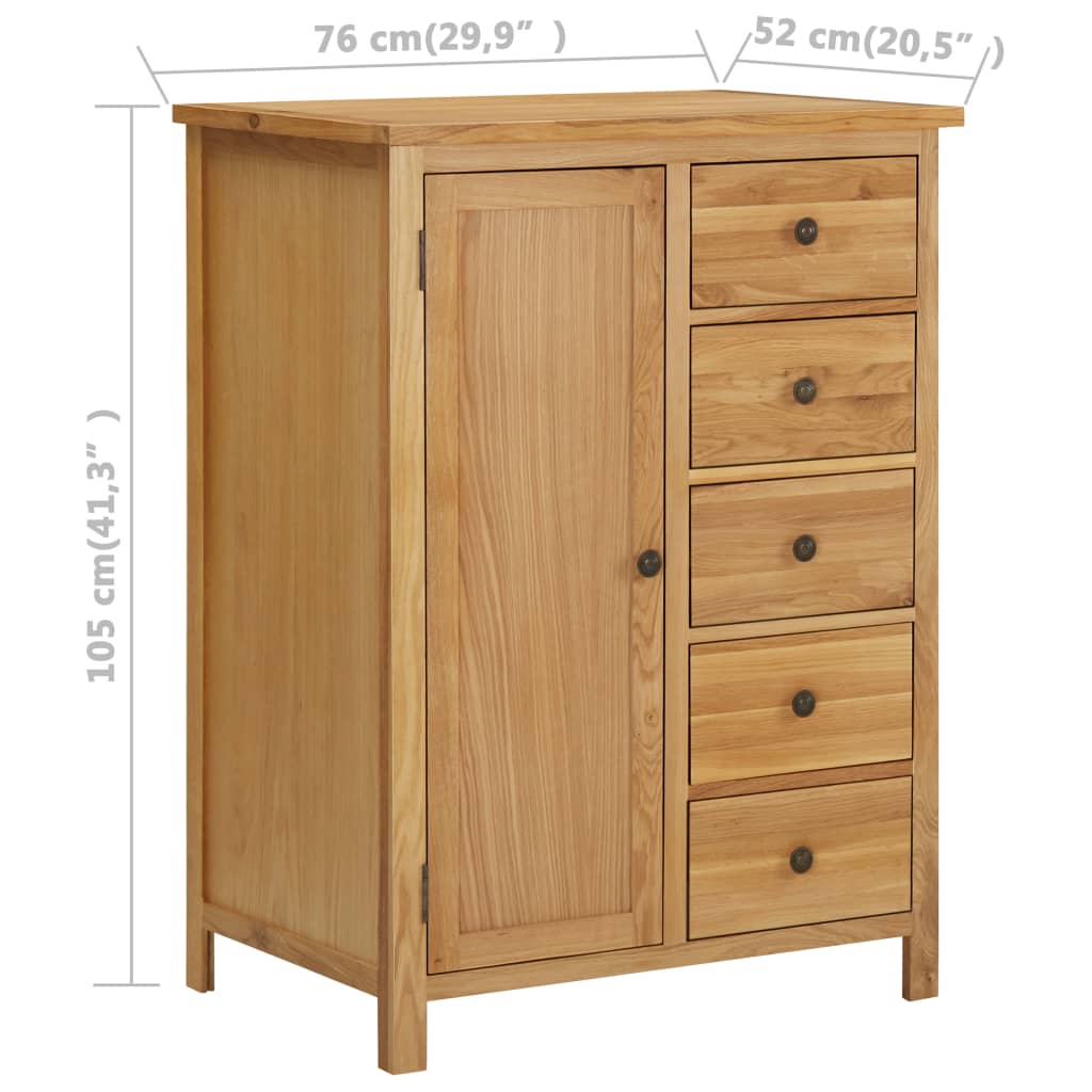 vidaXL Kleiderschrank 76 x 52 x 105 cm Eiche Massivholz