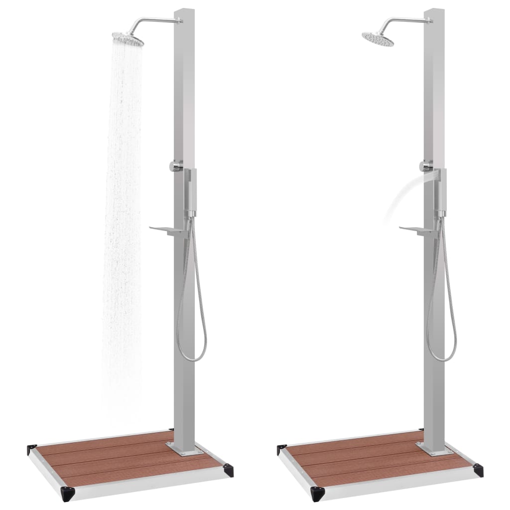 vidaXL Gartendusche mit Bodenelement WPC Edelstahl