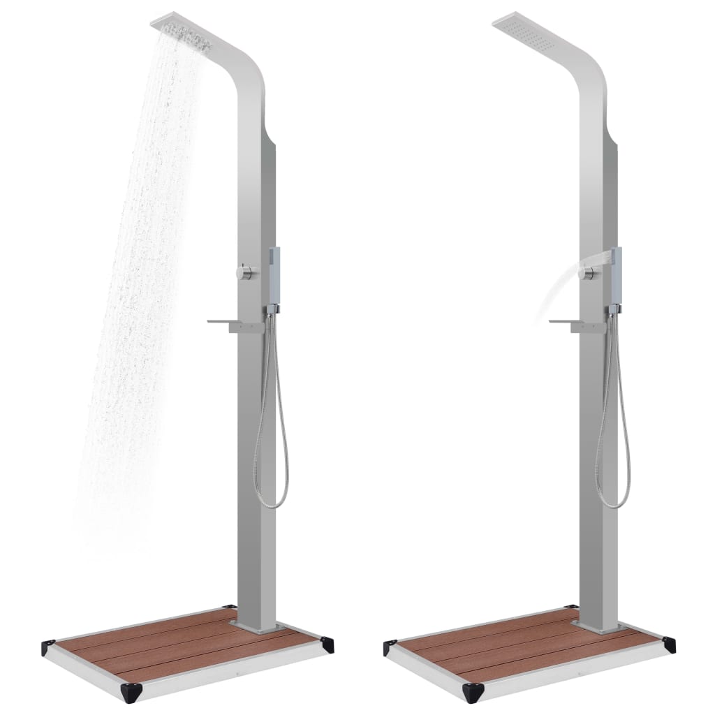 vidaXL Gartendusche mit Bodenelement WPC Edelstahl