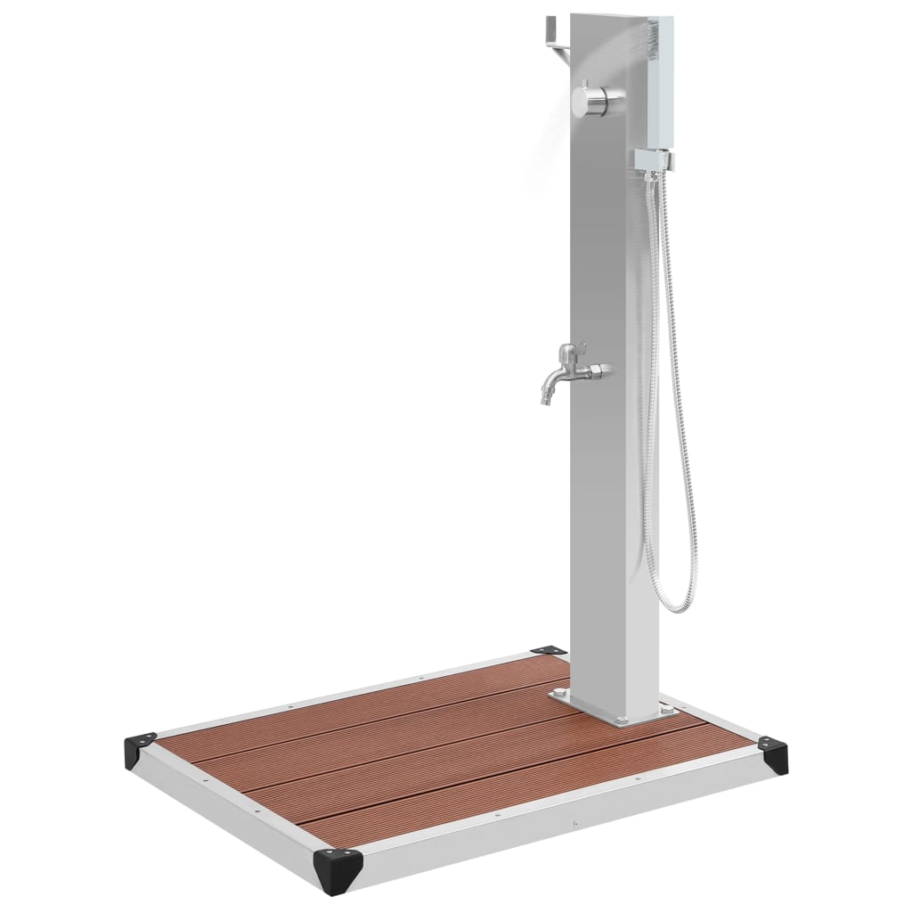 vidaXL Gartendusche mit Bodenelement WPC Edelstahl