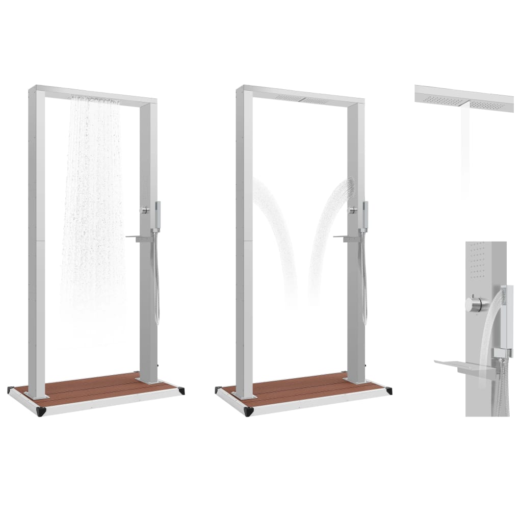 vidaXL Gartendusche mit Bodenplatte WPC Edelstahl