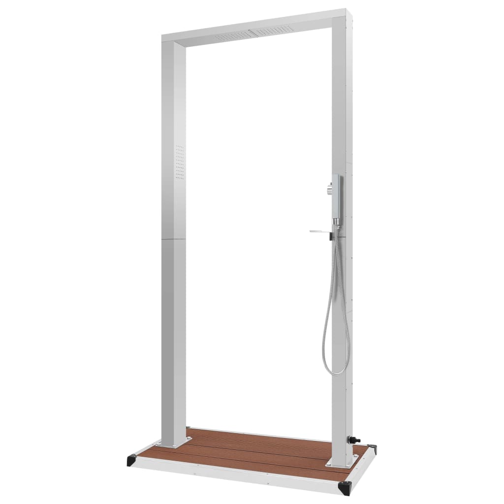 vidaXL Gartendusche mit Bodenplatte WPC Edelstahl
