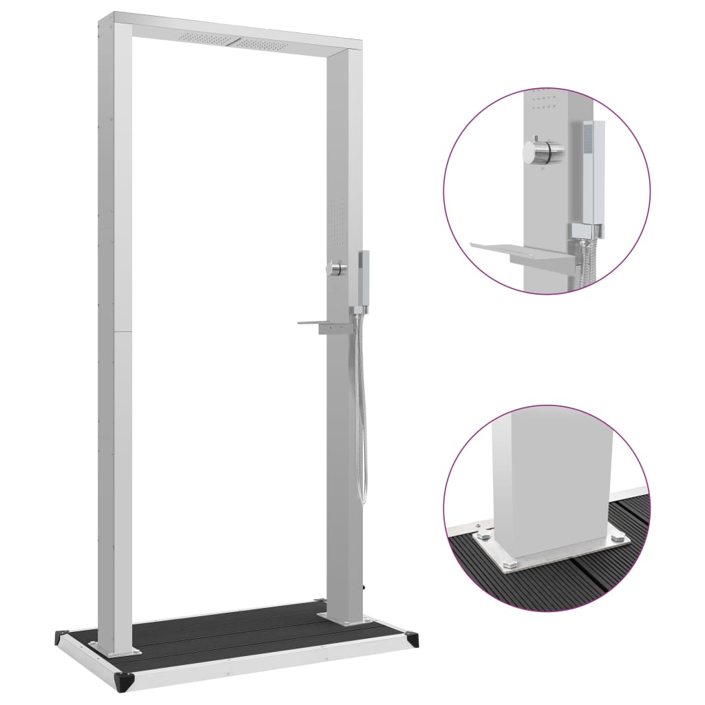 vidaXL Gartendusche mit Bodenplatte WPC Edelstahl