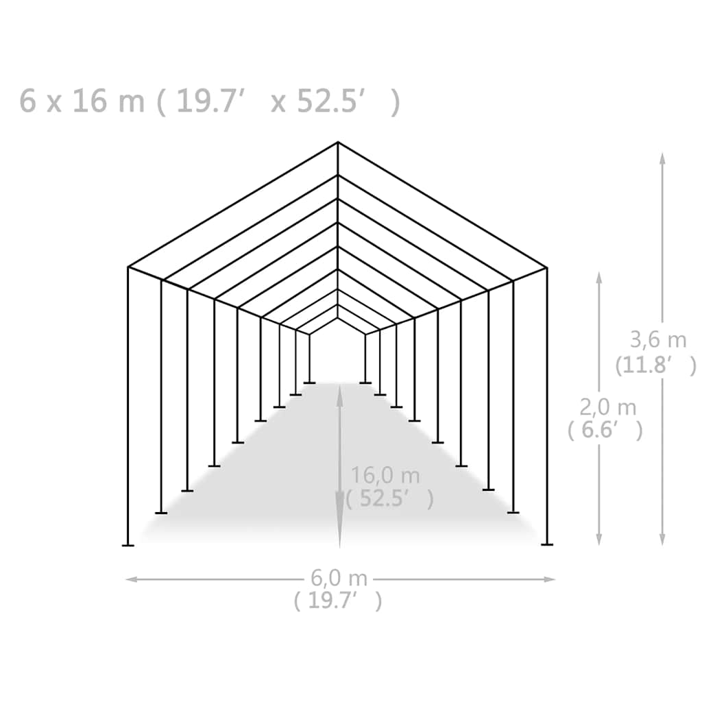 vidaXL Partyzelt PE 6x16 m Weiß