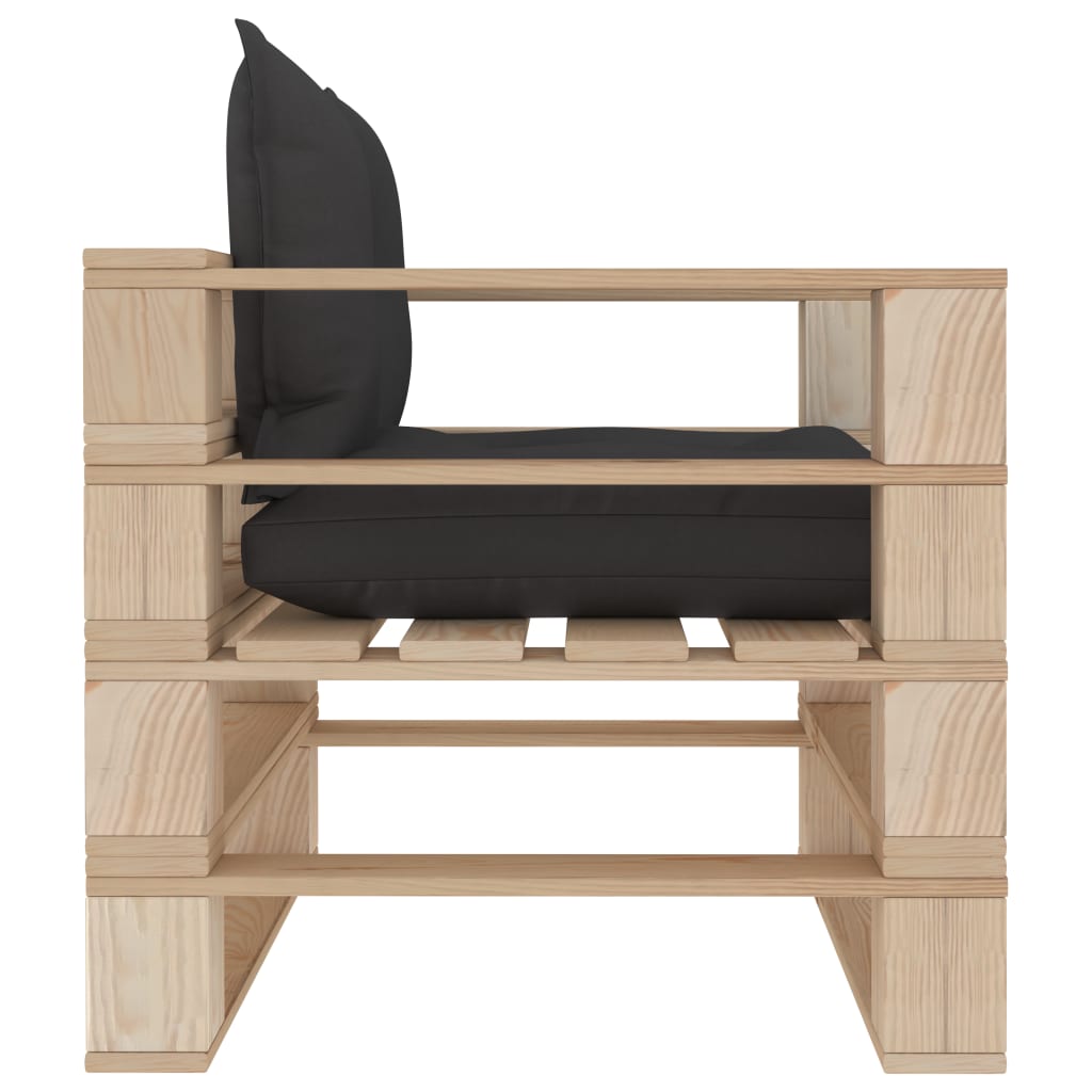 vidaXL Garten-Palettensofa mit Kissen in Schwarz Holz
