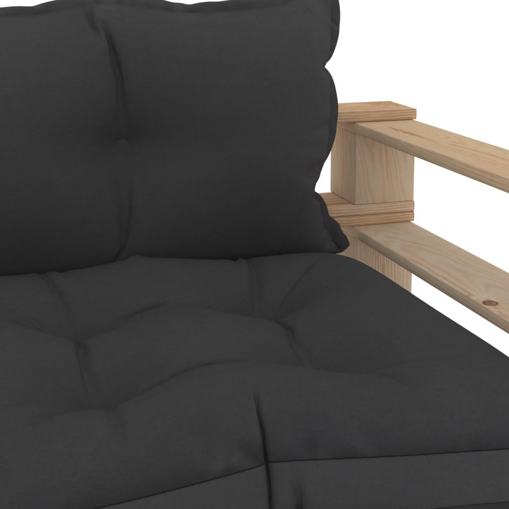 vidaXL Garten-Palettensofa mit Kissen in Schwarz Holz