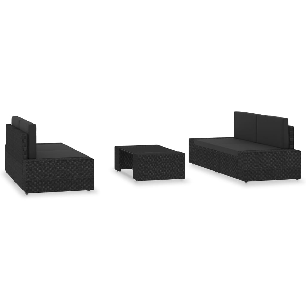 vidaXL 5-tlg. Garten-Lounge-Set Poly Rattan Schwarz