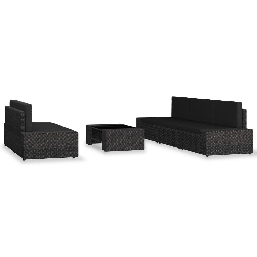 vidaXL 6-tlg. Garten-Lounge-Set Poly Rattan Schwarz