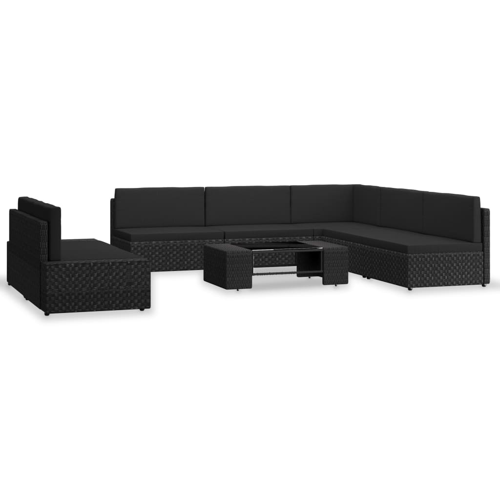 vidaXL 7-tlg. Garten-Lounge-Set Poly Rattan Schwarz