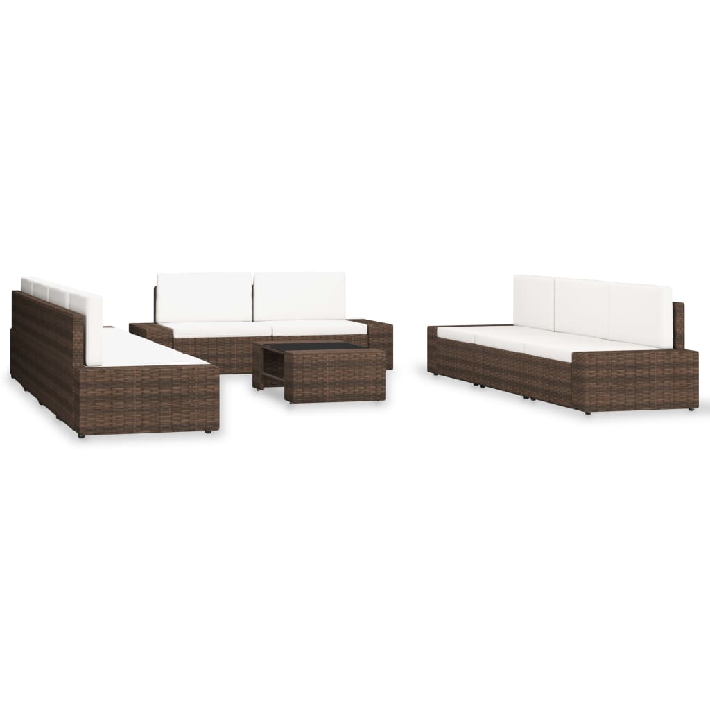 vidaXL 10-tlg. Garten-Lounge-Set Poly Rattan Schwarz