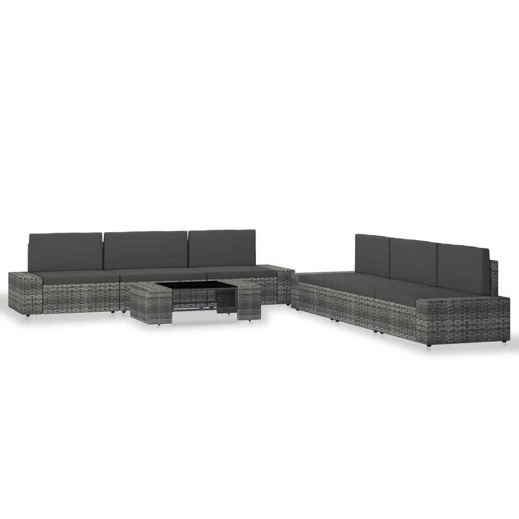 vidaXL 7-tlg. Garten-Lounge-Set Poly Rattan Schwarz