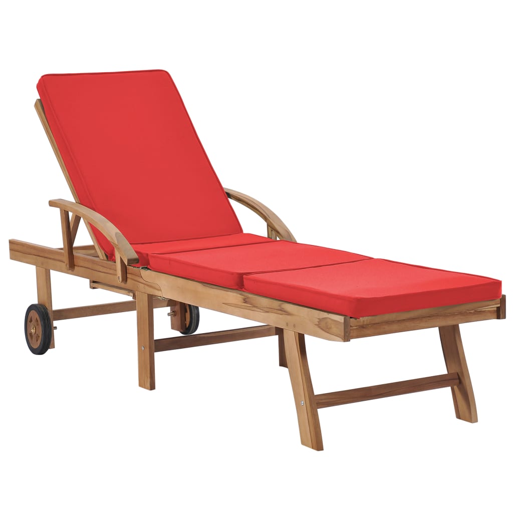 vidaXL Sonnenliegen mit Auflagen 2 Stk. Massivholz Teak Creme