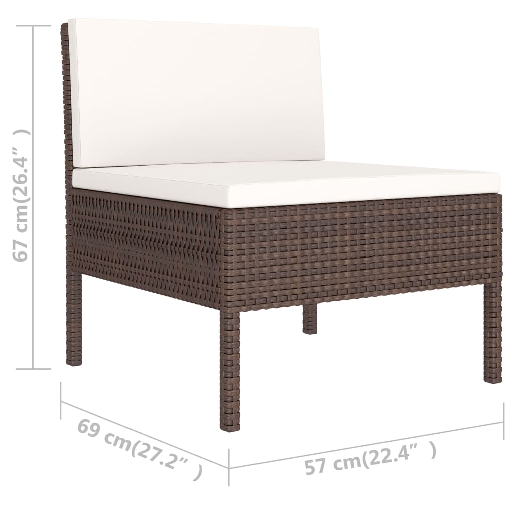 vidaXL 6-tlg. Garten-Lounge-Set mit Auflagen Poly Rattan Braun