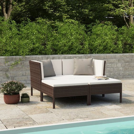 vidaXL 6-tlg. Garten-Lounge-Set mit Auflagen Poly Rattan Braun