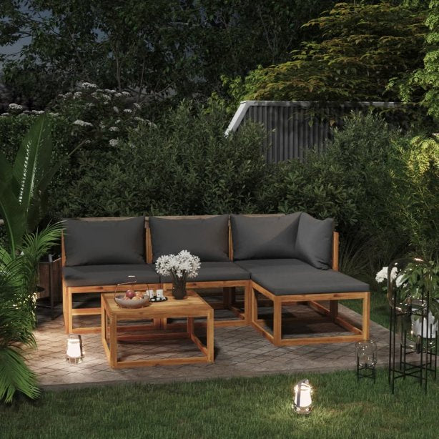 vidaXL 4-tlg. Garten-Lounge-Set mit Auflagen Massivholz Akazie
