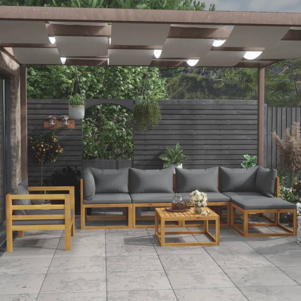 vidaXL 4-tlg. Garten-Lounge-Set mit Auflagen Massivholz Akazie