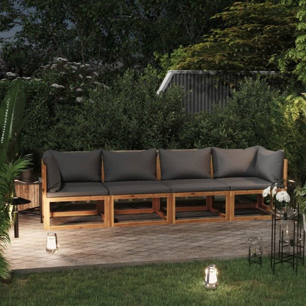 vidaXL 4-tlg. Garten-Lounge-Set mit Auflagen Massivholz Akazie