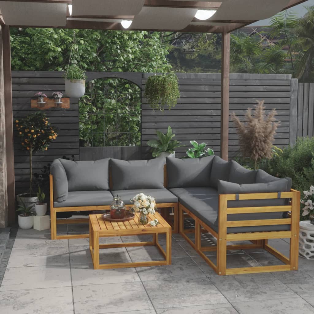 vidaXL 4-tlg. Garten-Lounge-Set mit Auflagen Massivholz Akazie