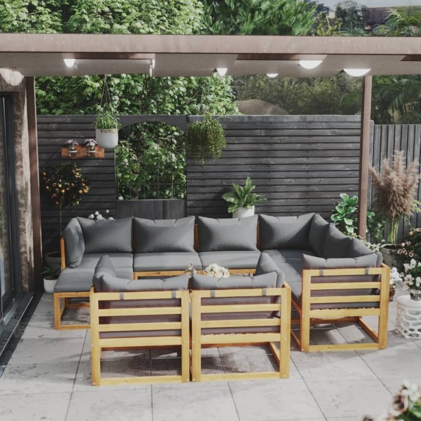 vidaXL 4-tlg. Garten-Lounge-Set mit Auflagen Massivholz Akazie