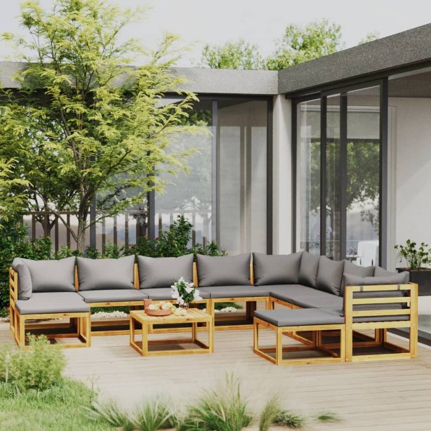 vidaXL 4-tlg. Garten-Lounge-Set mit Auflagen Massivholz Akazie